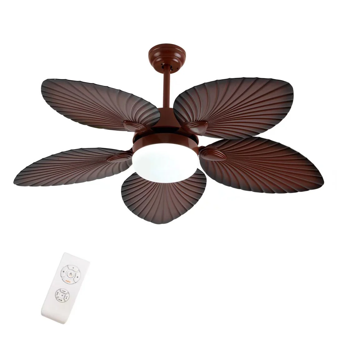 Brown Tropical Palm Metal Ceiling Lamp And Fan By Homeroots - Image 9