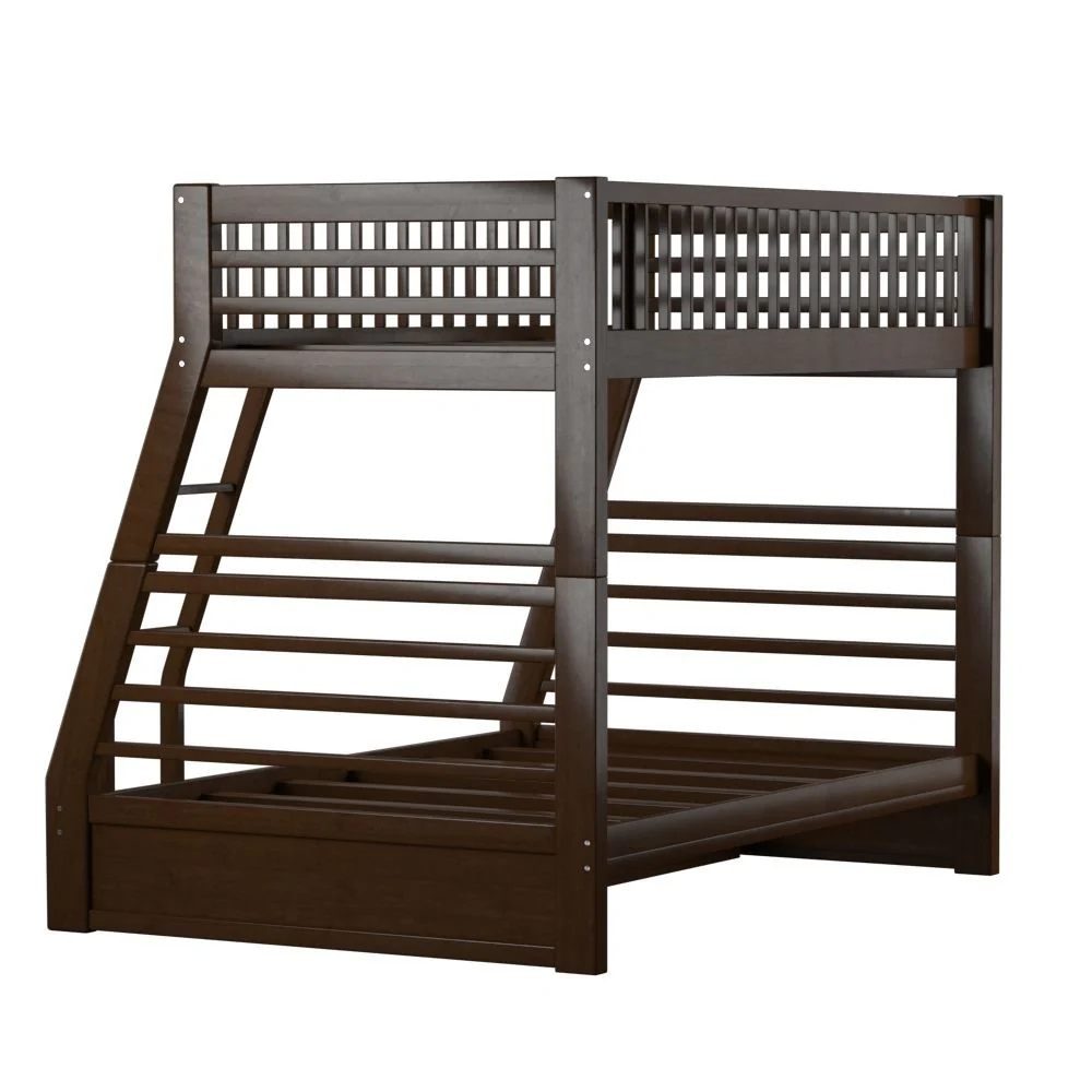 Brown Twin Over Full Size Bunk Bed By Homeroots - Image 3