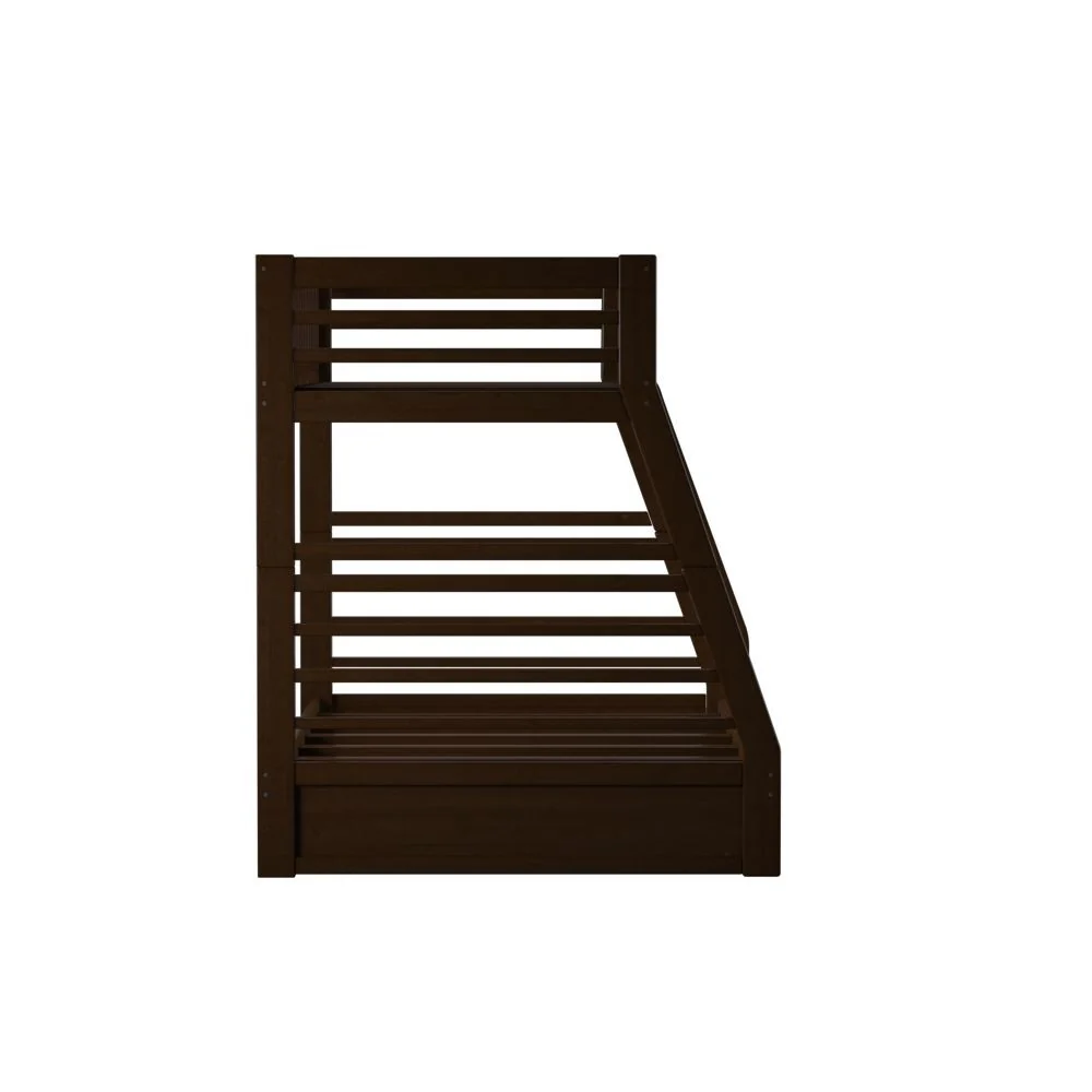 Brown Twin Over Full Size Bunk Bed By Homeroots - Image 4