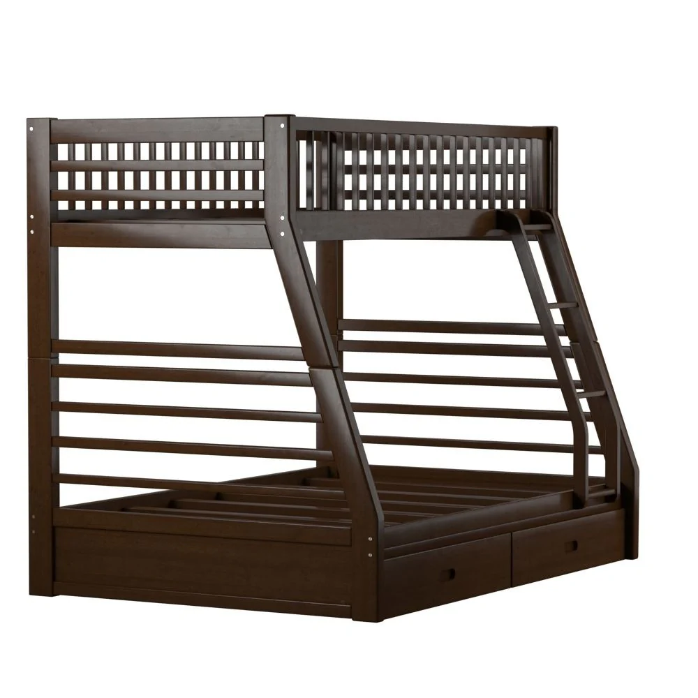 Brown Twin Over Full Size Bunk Bed By Homeroots - Image 5