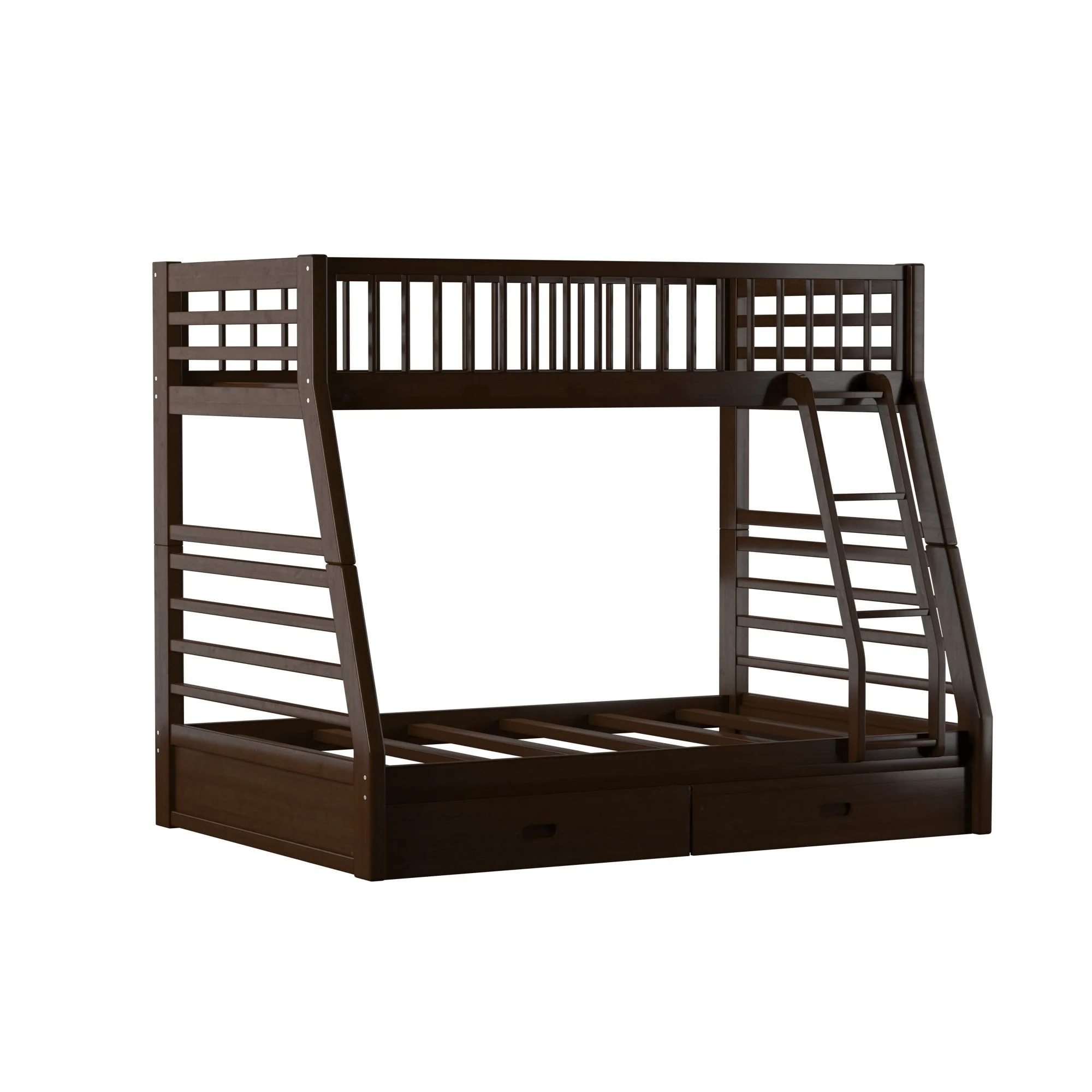 Brown Twin Over Full Size Bunk Bed By Homeroots - Image 6