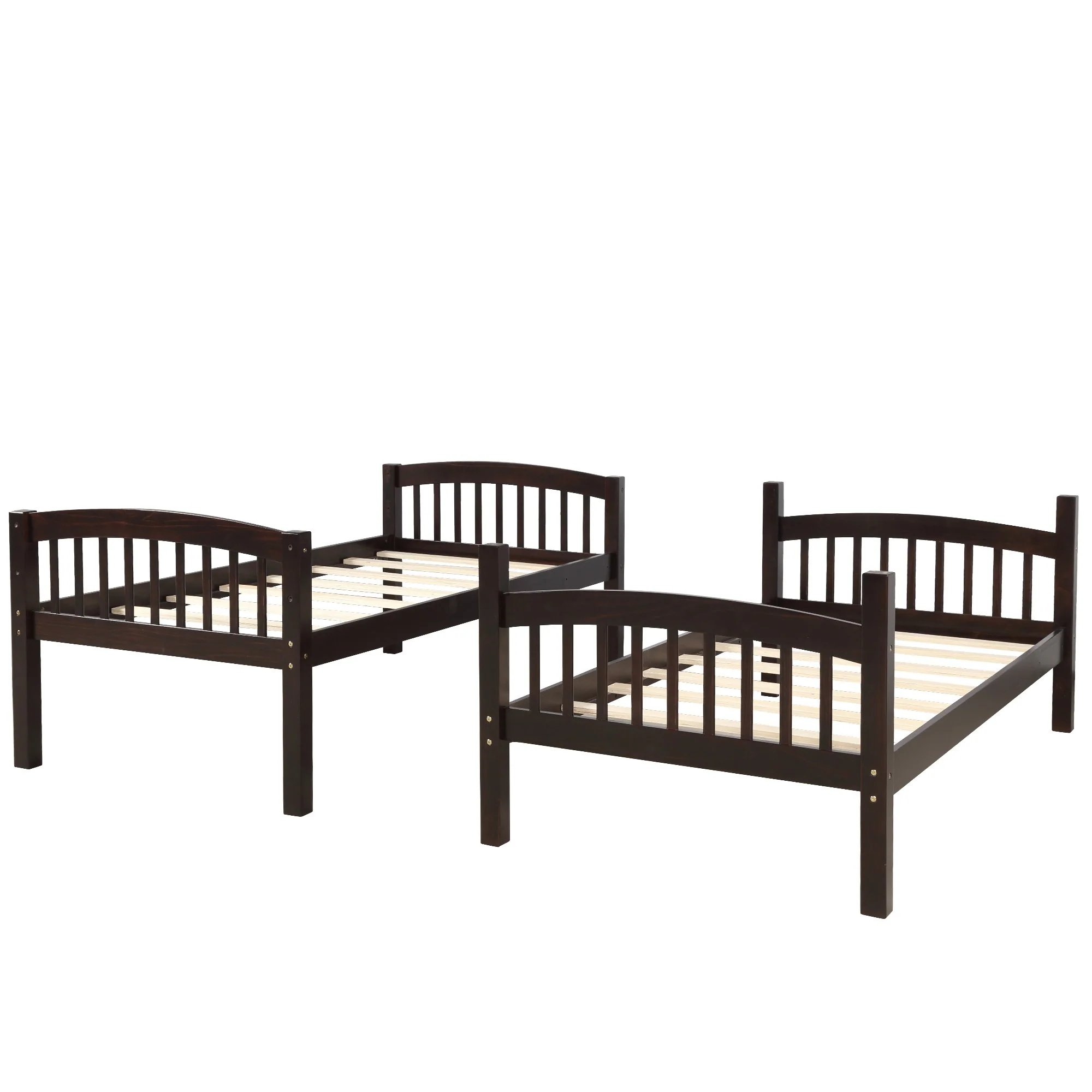 Brown Twin Over Twin Bunk Bed By Homeroots - Image 5
