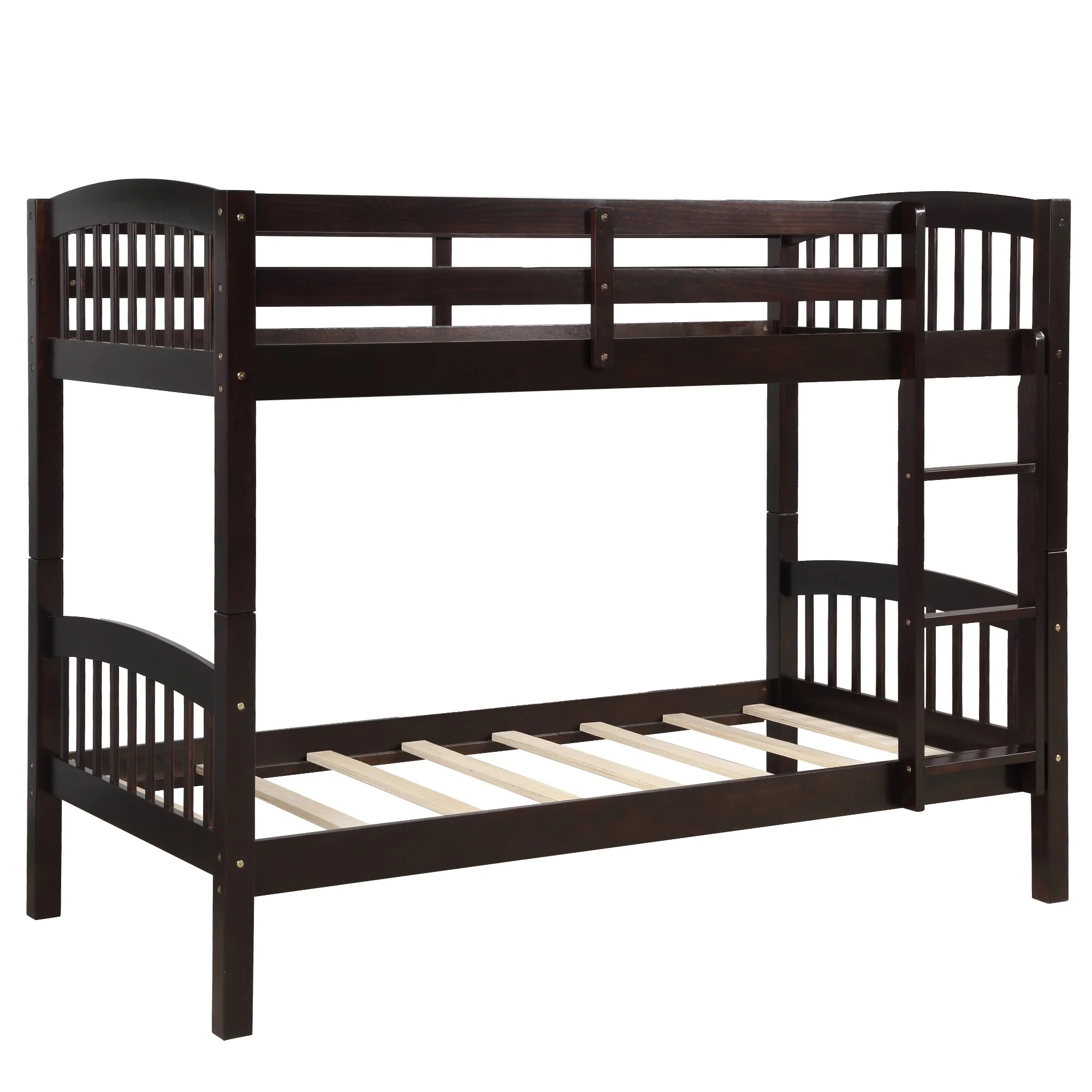Brown Twin Over Twin Bunk Bed By Homeroots - Image 7