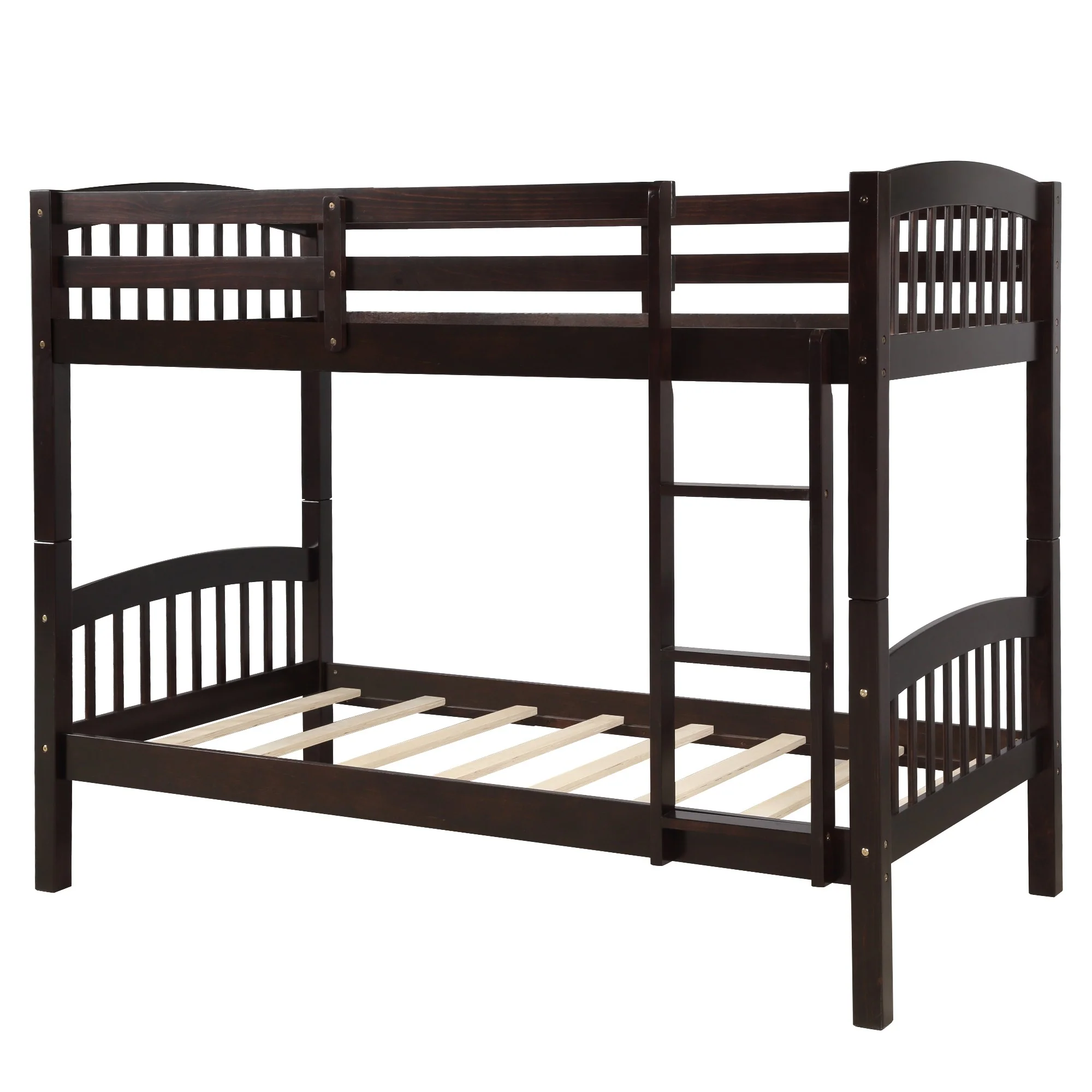 Brown Twin Over Twin Bunk Bed By Homeroots - Image 9