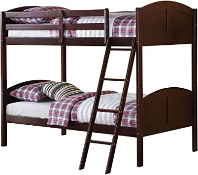 Brown Twin Over Twin Classic Bunk Bed By Homeroots - Image 2