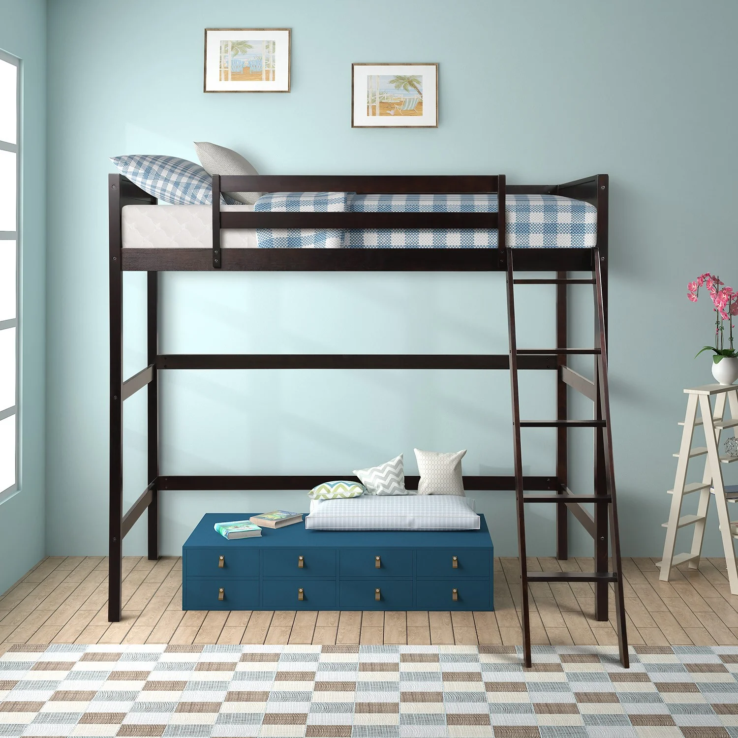 Brown Twin Size Hight Loft Bed By Homeroots - Image 2