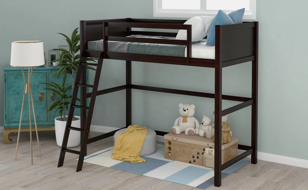 Brown Twin Size Hight Loft Bed By Homeroots - Image 7