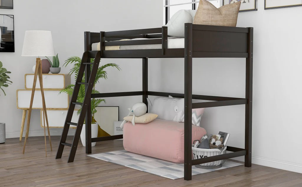 Brown Twin Size Hight Loft Bed By Homeroots - Image 8