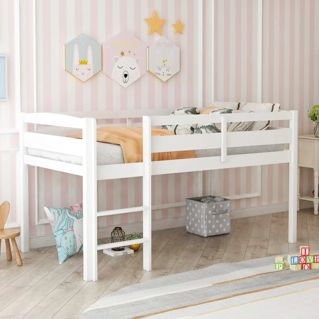 Brown Twin Size Low Loft Bed By Homeroots - Image 10
