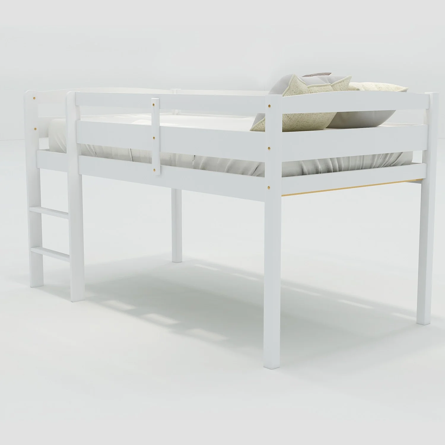 Brown Twin Size Low Loft Bed By Homeroots - Image 12