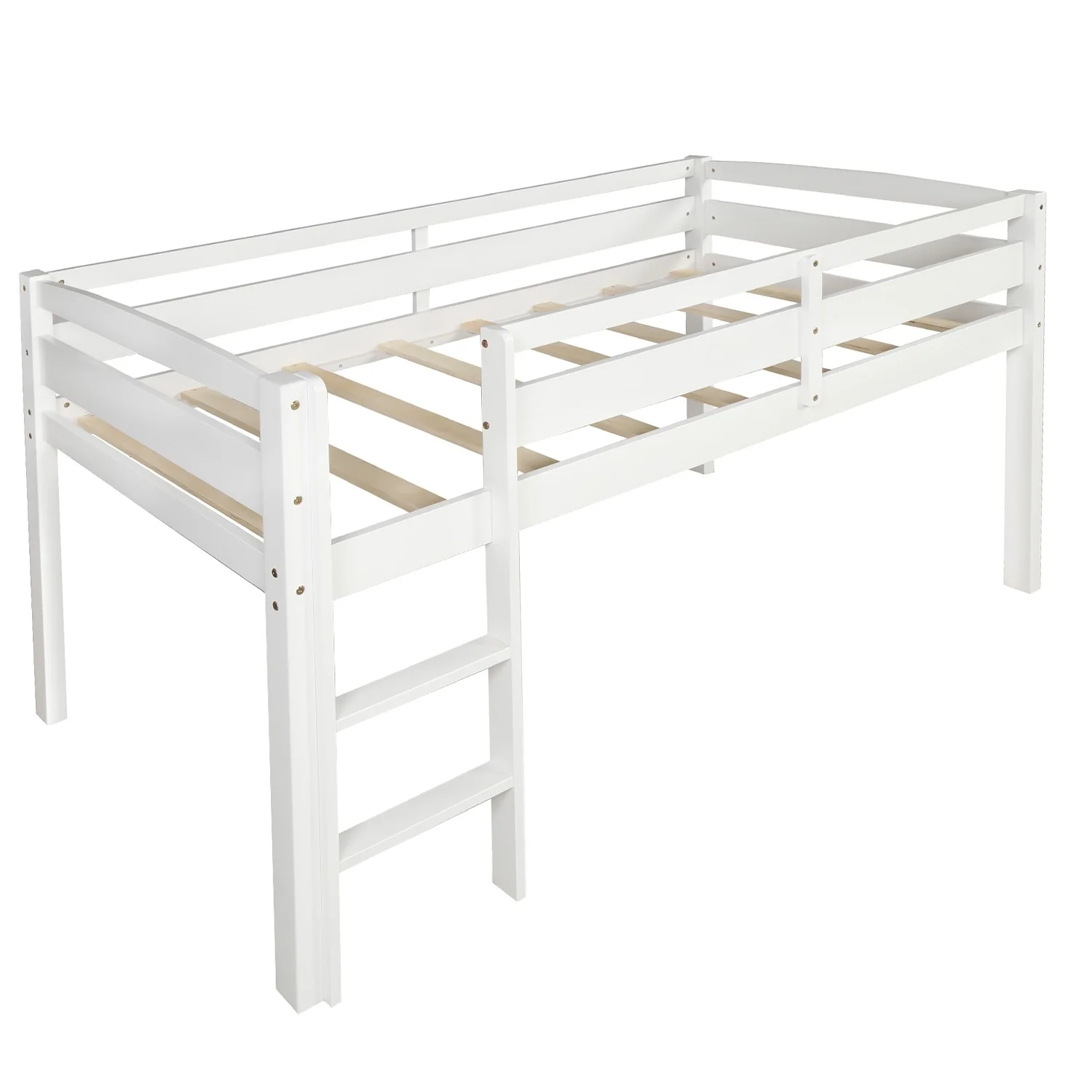 Brown Twin Size Low Loft Bed By Homeroots - Image 14