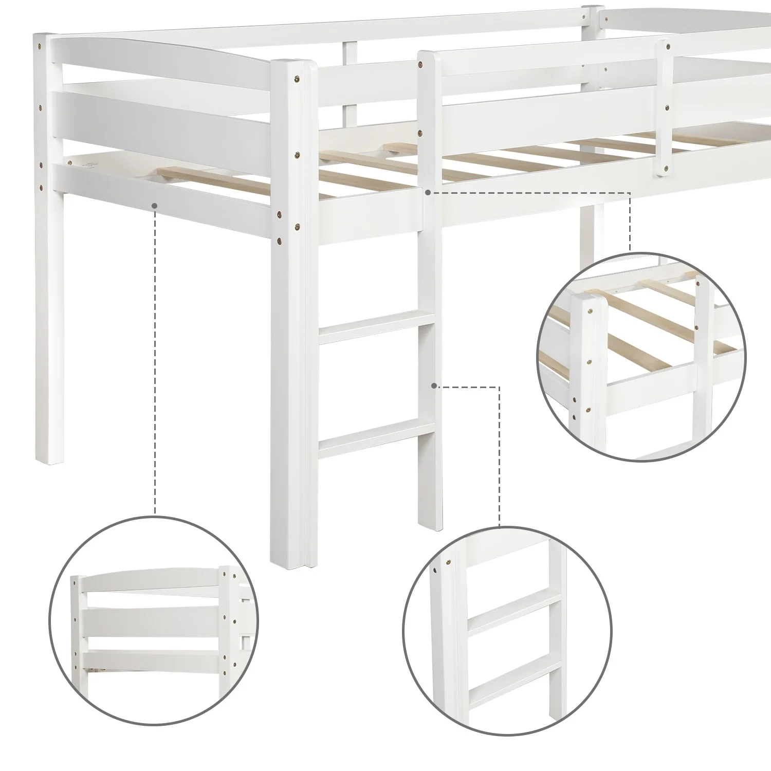 Brown Twin Size Low Loft Bed By Homeroots - Image 16