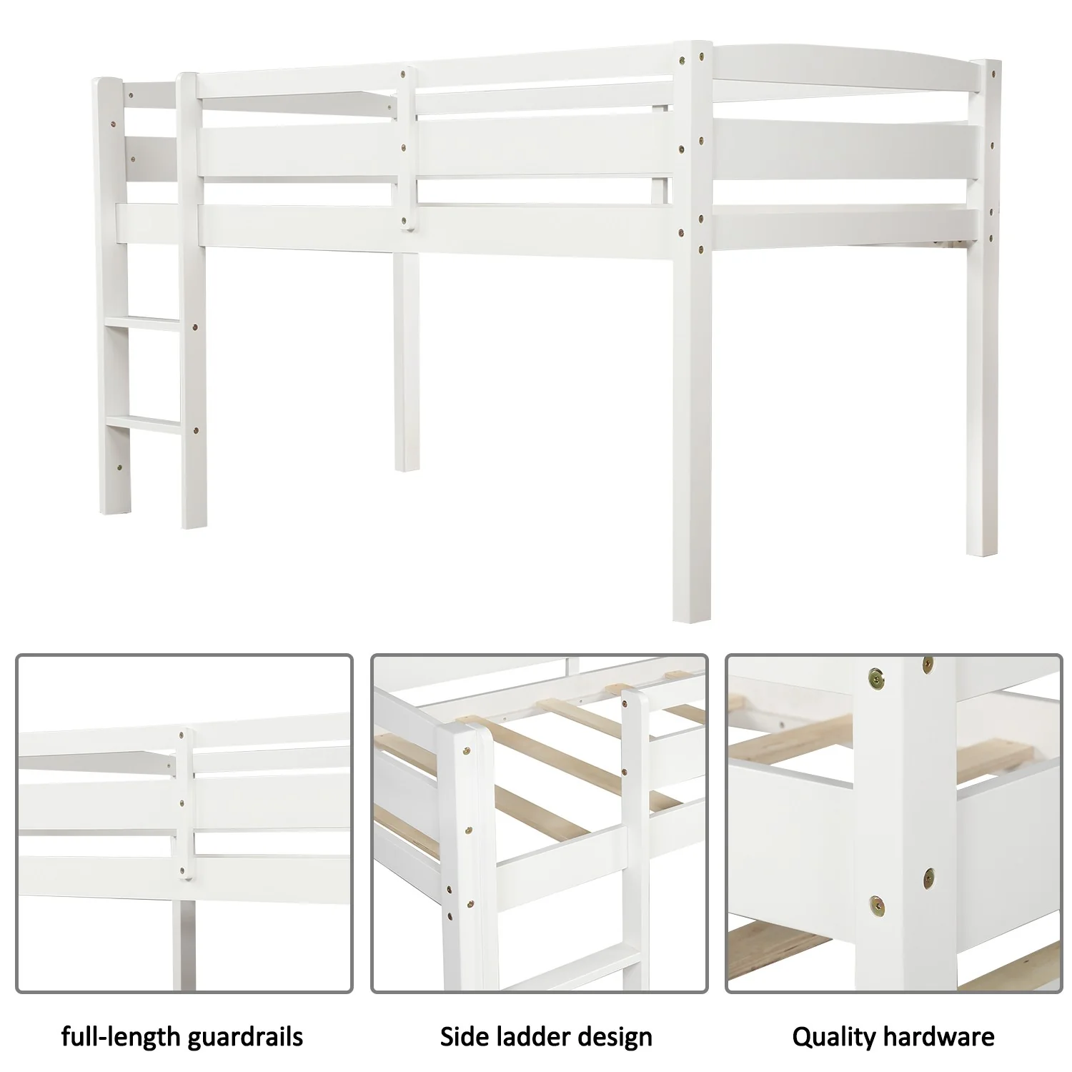 Brown Twin Size Low Loft Bed By Homeroots - Image 17