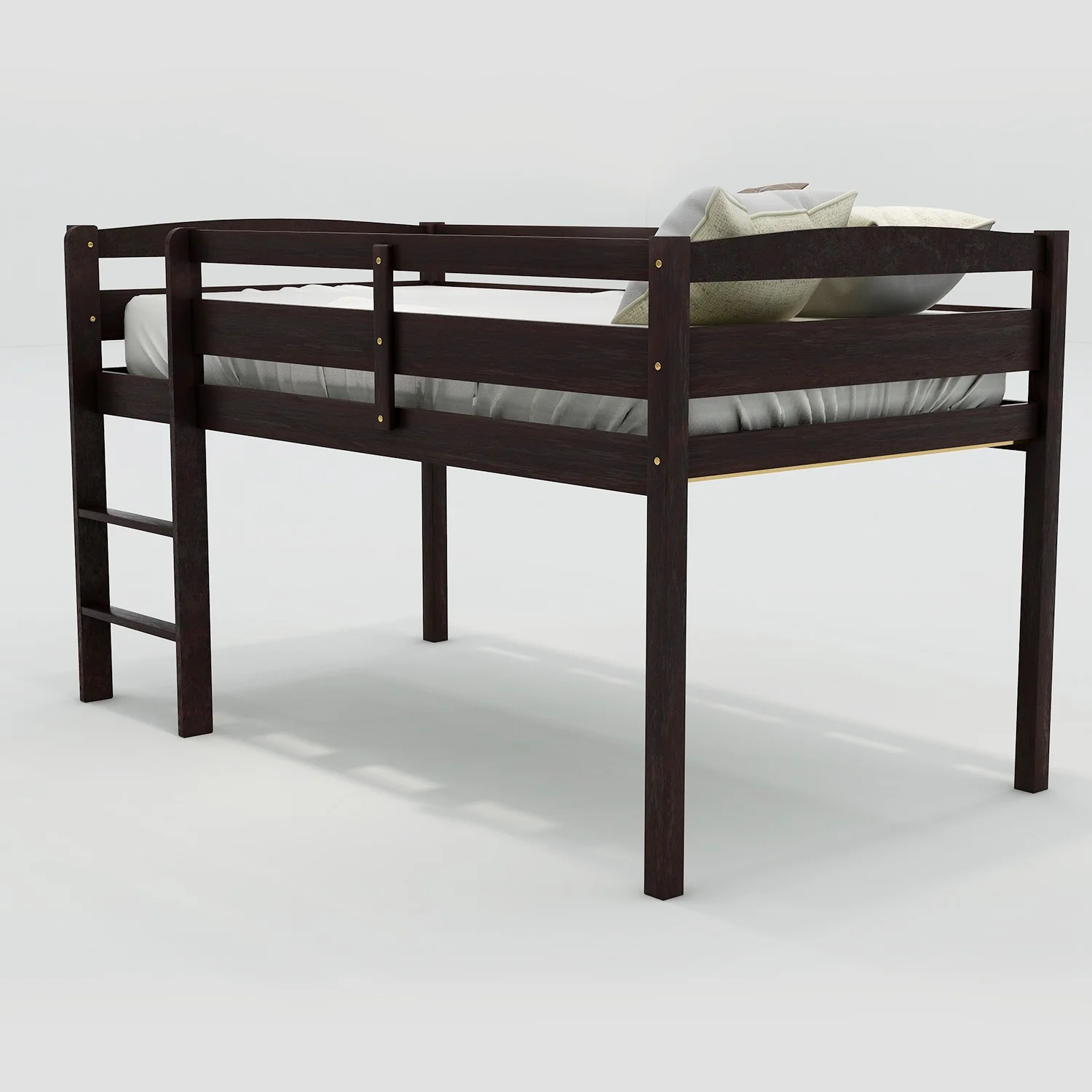 Brown Twin Size Low Loft Bed By Homeroots - Image 3