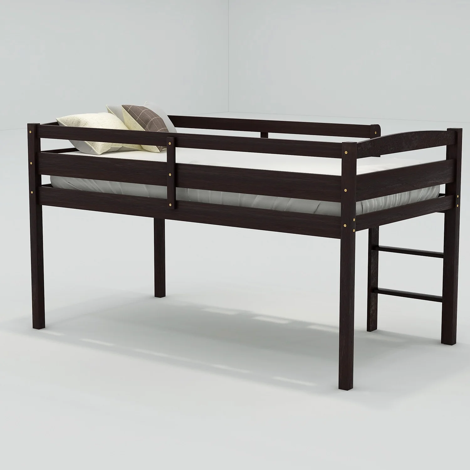 Brown Twin Size Low Loft Bed By Homeroots - Image 4