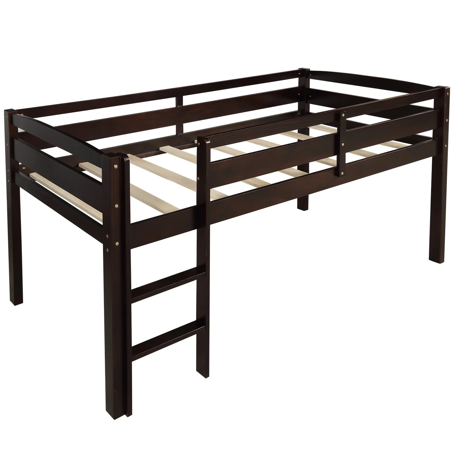 Brown Twin Size Low Loft Bed By Homeroots - Image 5