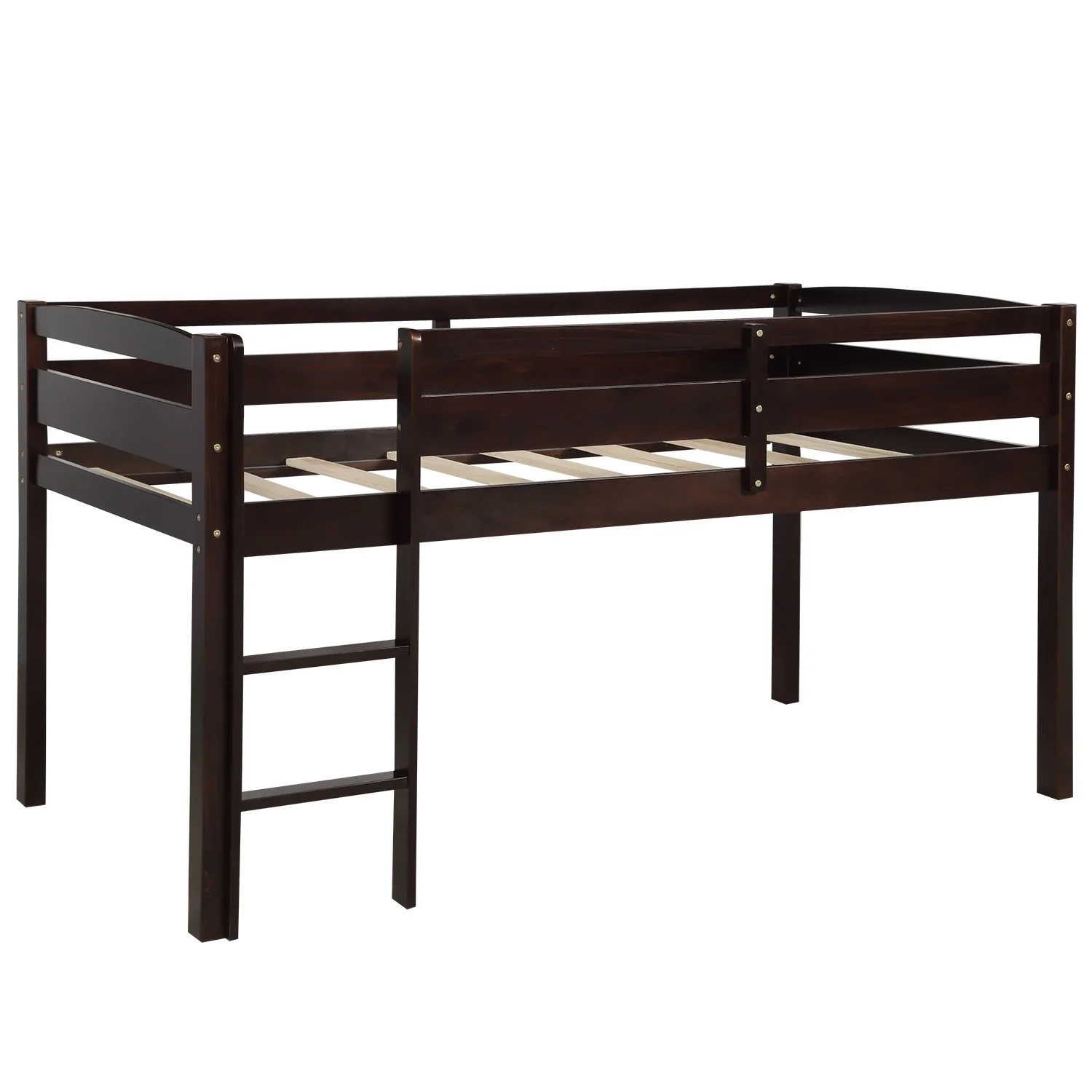 Brown Twin Size Low Loft Bed By Homeroots - Image 6