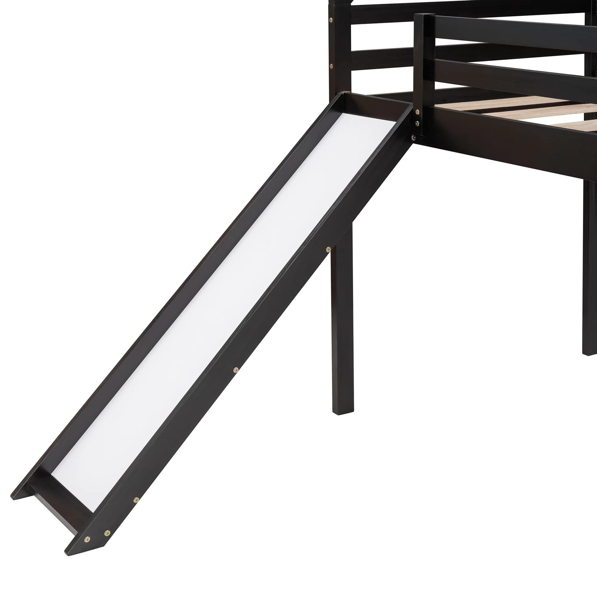 Brown Twin Size Slide House Loft Bed By Homeroots - Image 6