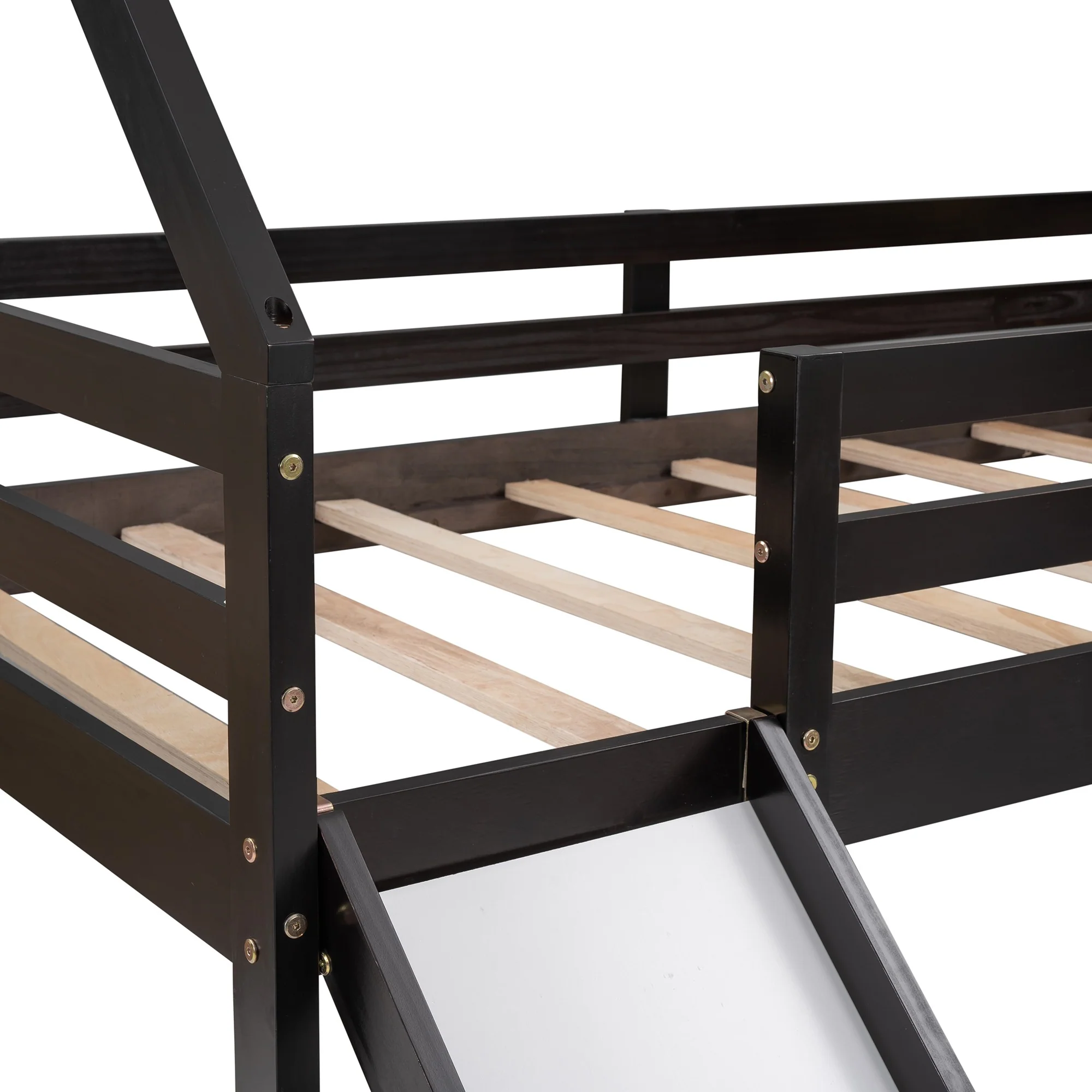 Brown Twin Size Slide House Loft Bed By Homeroots - Image 8