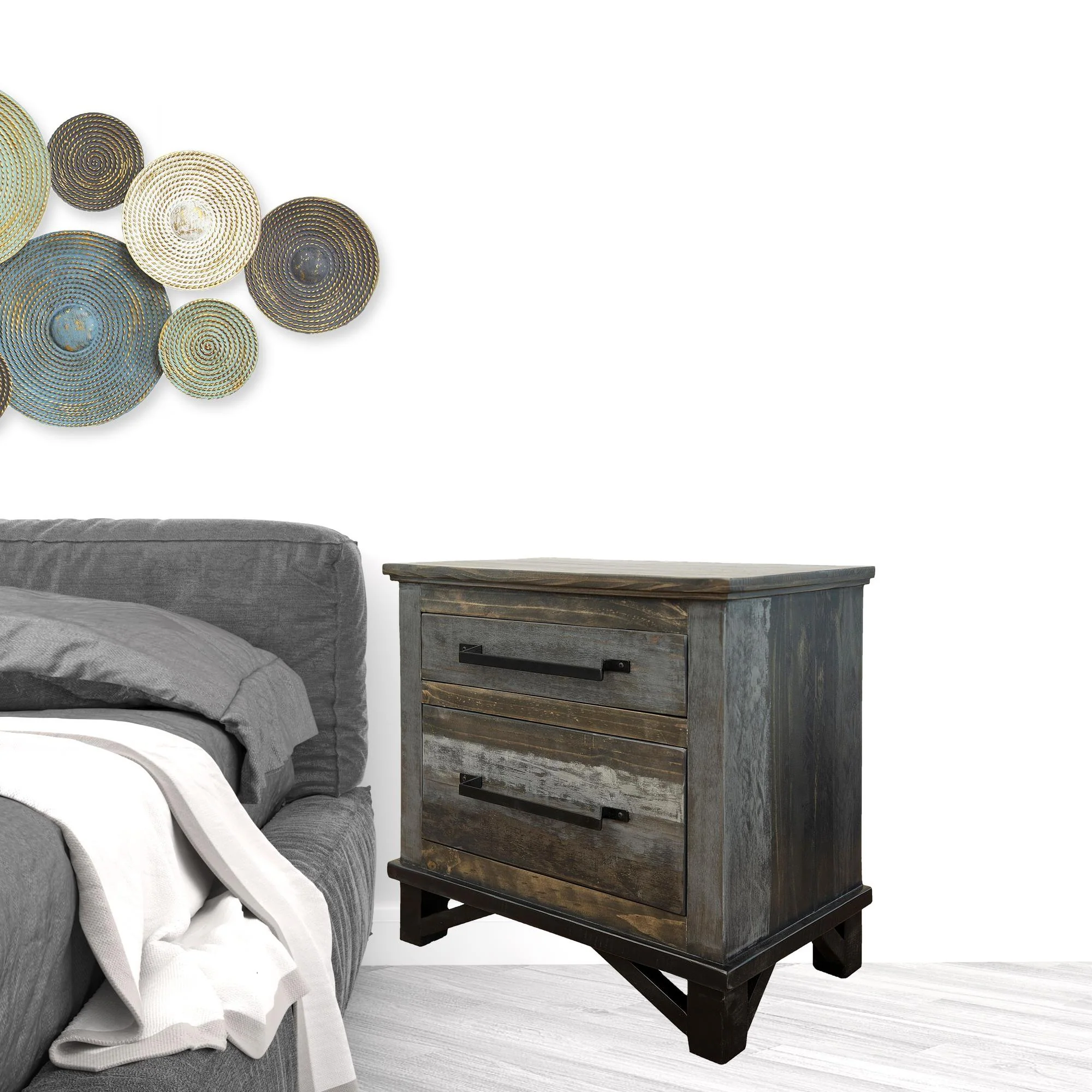 Brown Two Drawer Nightstand By Homeroots - Image 6