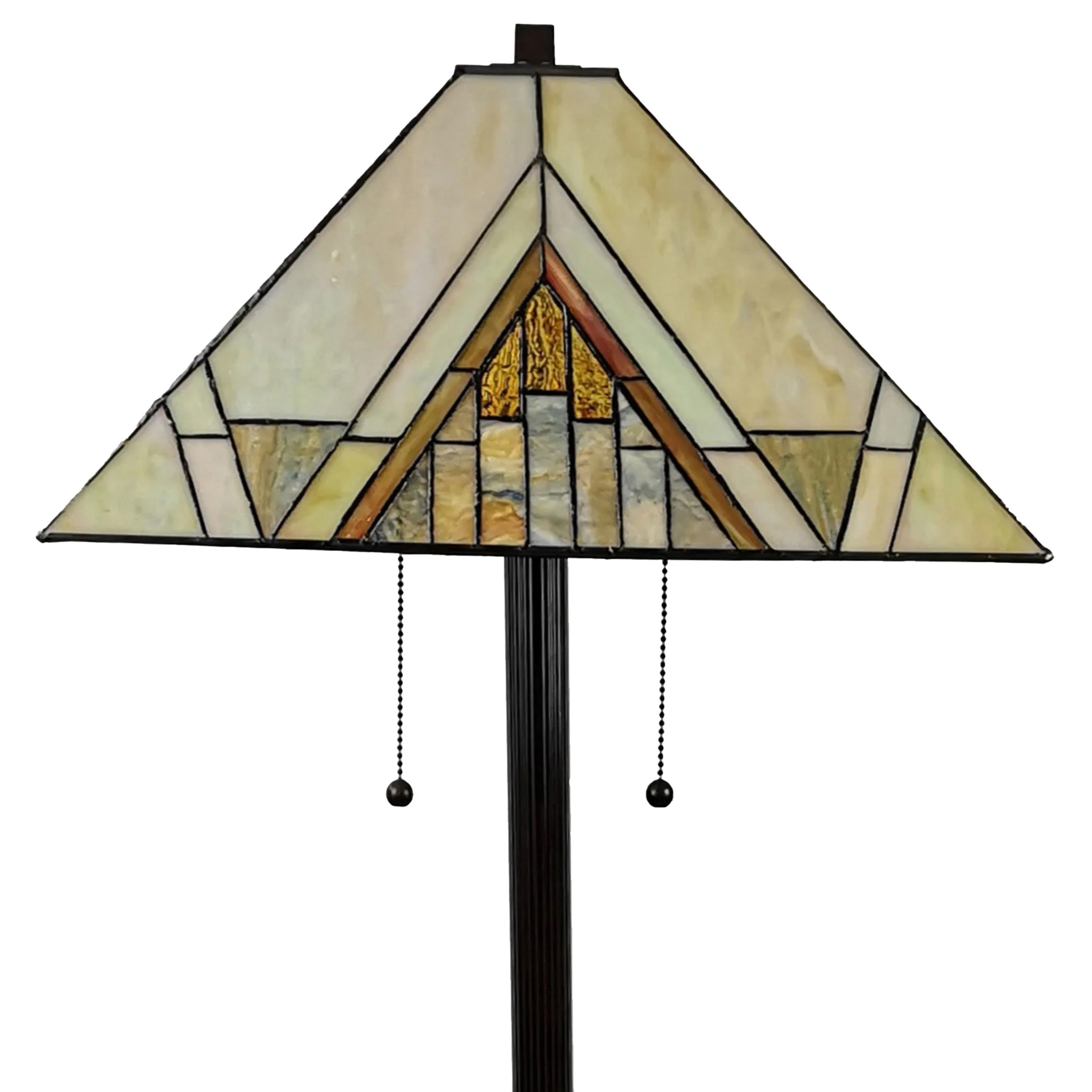 Brown Two Light Beige And Brown Geometric Stained Glass Floor Lamp By Homeroots - Image 7