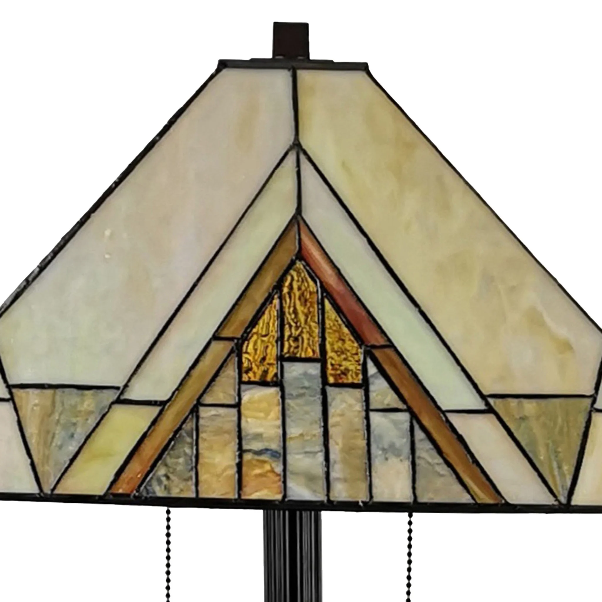 Brown Two Light Beige And Brown Geometric Stained Glass Floor Lamp By Homeroots - Image 8