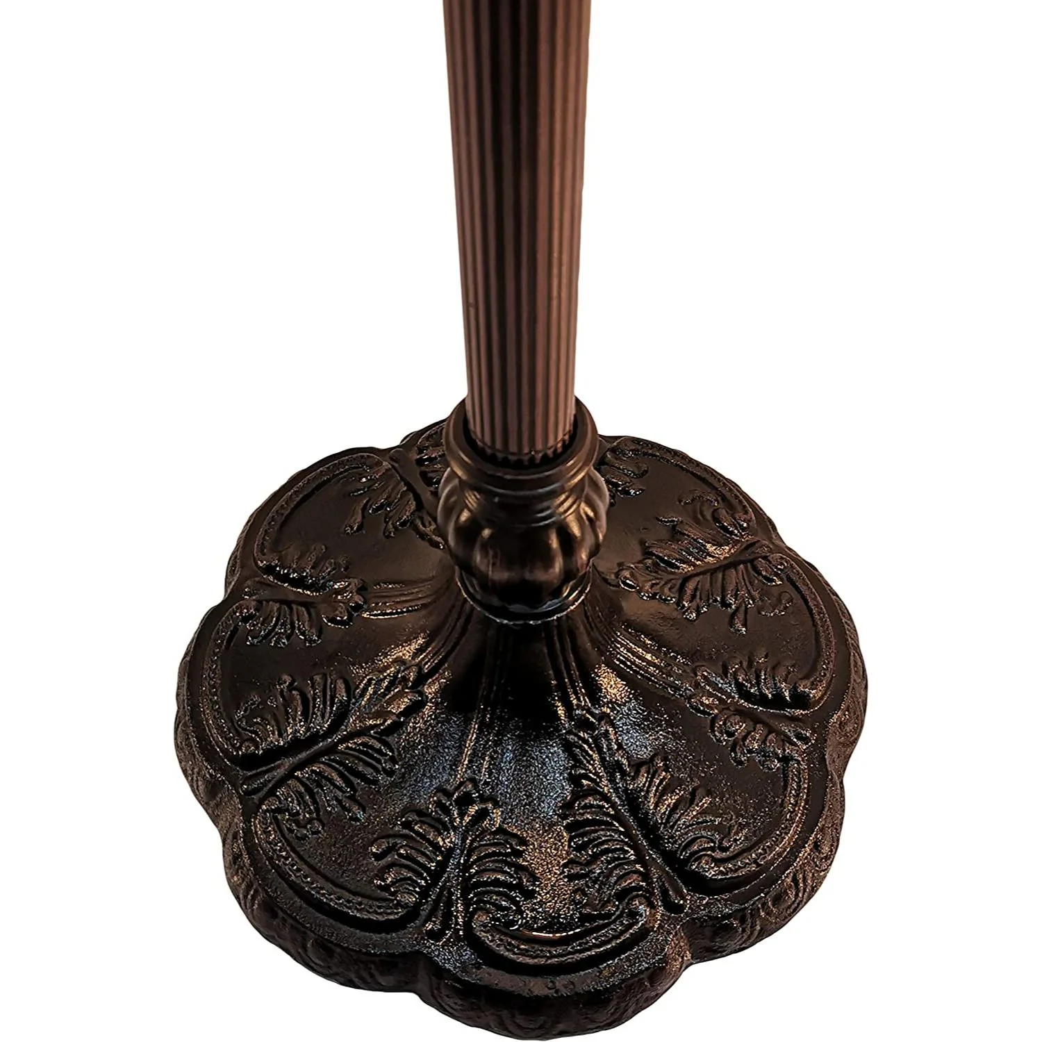 Brown Two Light Traditional Shaped Floor Lamp With Red Flowers Stained Glass Dome Shade By Homeroots - Image 3