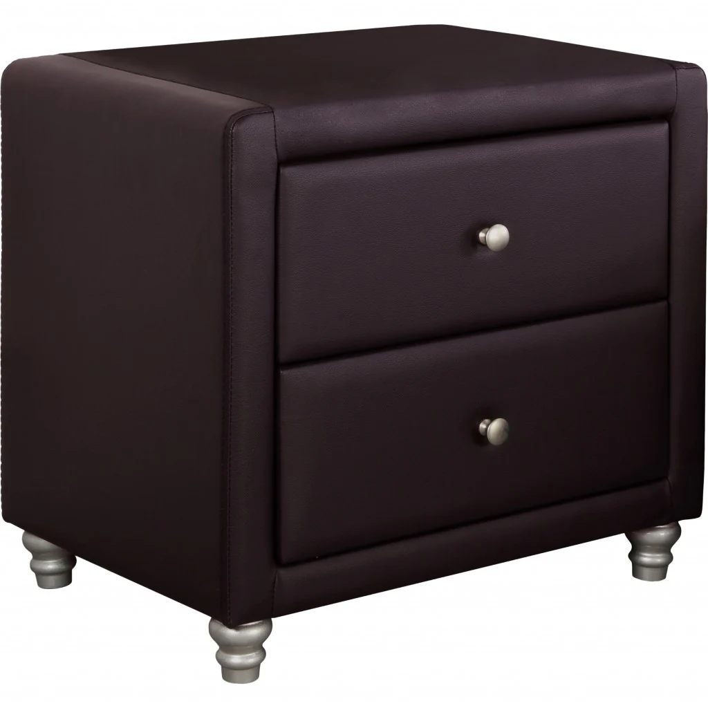 Brown Upholstered 2 Drawer Nightstand By Homeroots - Image 3