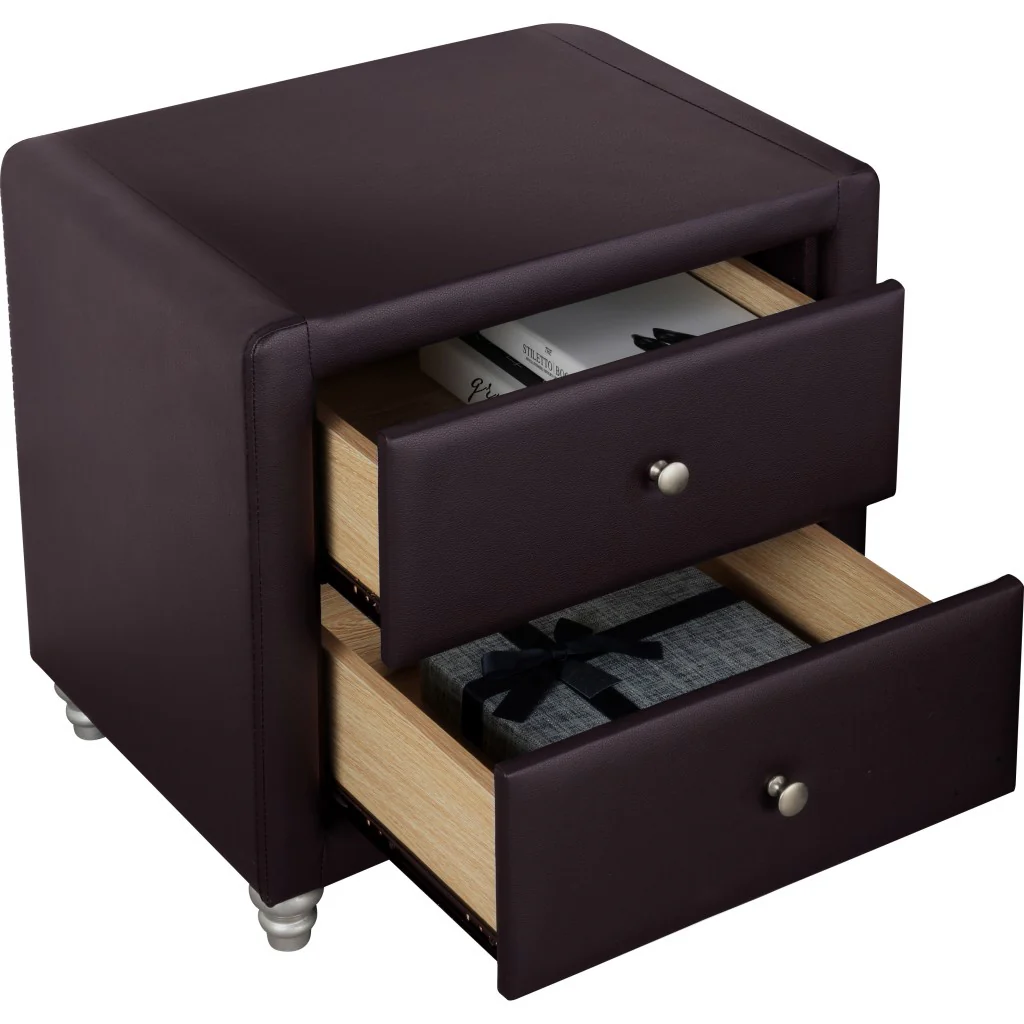 Brown Upholstered 2 Drawer Nightstand By Homeroots - Image 4