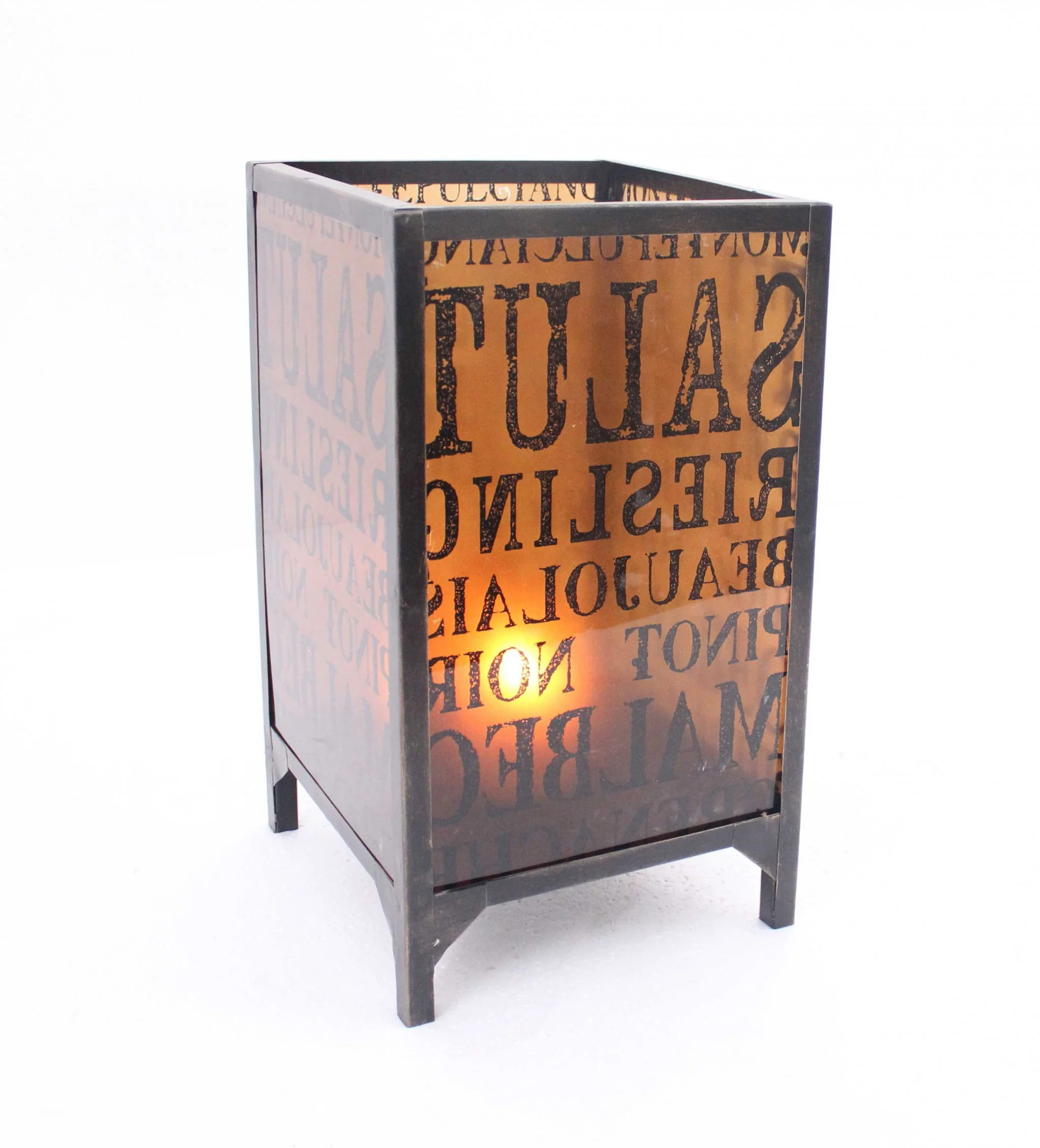 Brown Vintage Letter Pattern - Candle Holder By Homeroots - Image 3