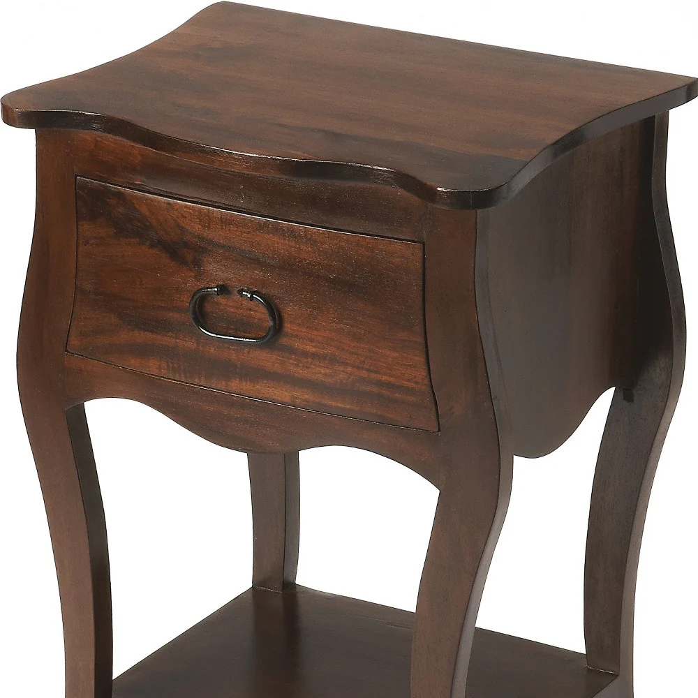 Brown Walnut Single Drawer Nightstand By Homeroots - Image 4