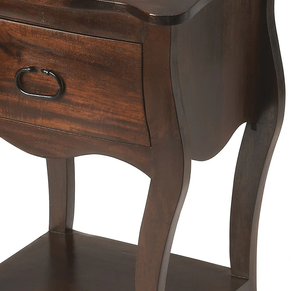 Brown Walnut Single Drawer Nightstand By Homeroots - Image 5
