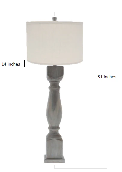 Brown Washed Wood Finish Table Lamp with Ivory Linen Shade By Homeroots - Image 2