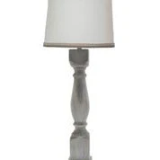 Brown Washed Wood Finish Table Lamp with White Linen Shade By Homeroots - Image 2