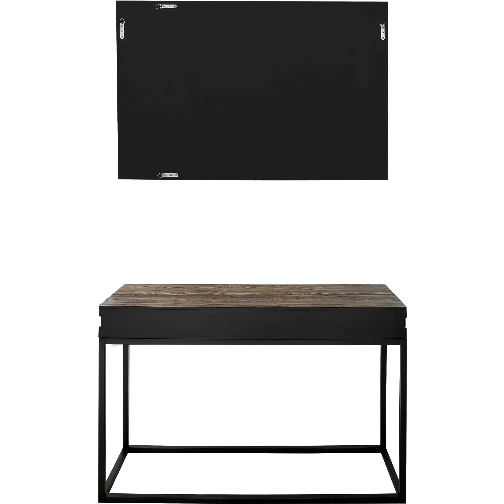 Brown White and Black Solid Wood And Faux Marble Sled Console Table By Homeroots - Image 4