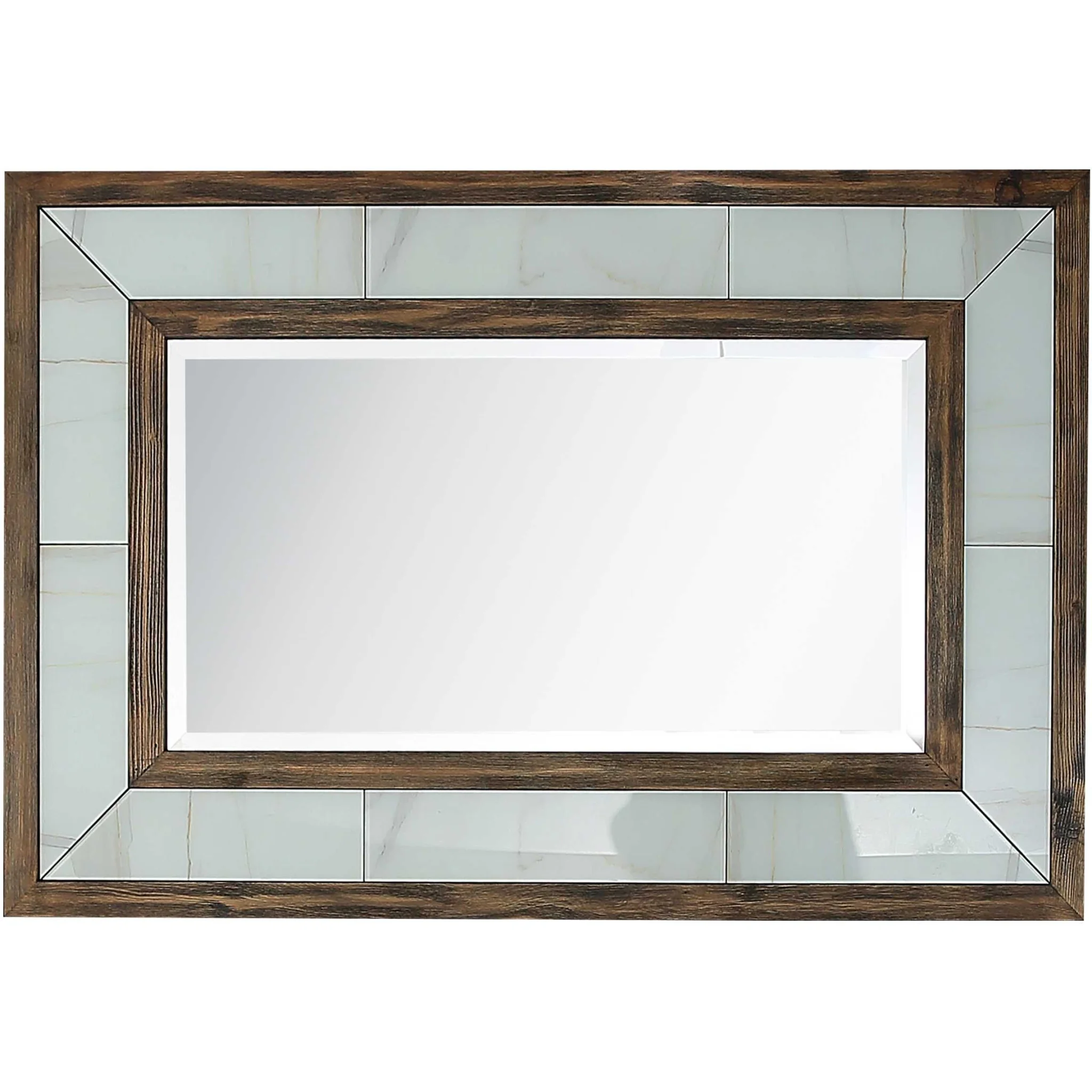 Brown White and Black Solid Wood And Faux Marble Sled Console Table By Homeroots - Image 5