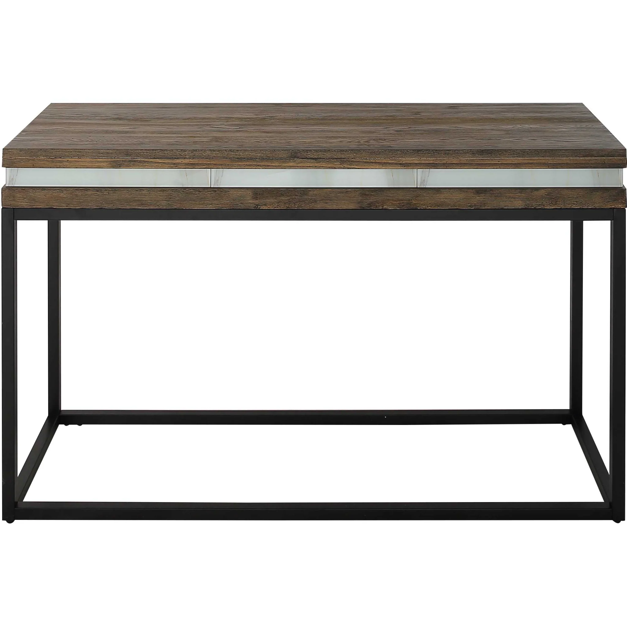Brown White and Black Solid Wood And Faux Marble Sled Console Table By Homeroots - Image 8
