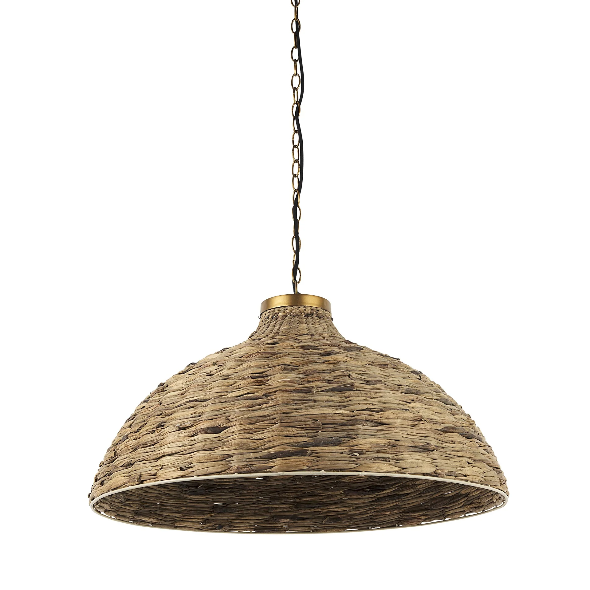 Brown Wicker Domed Hanging Pendant Light By Homeroots - Image 3