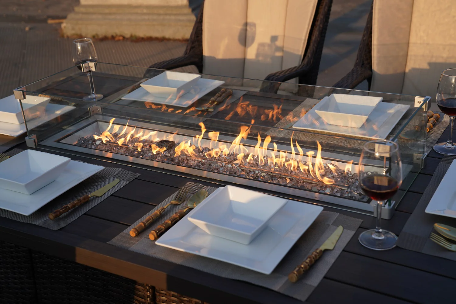 Brown Wicker Outdoor Patio Gas Fire Pit Table By Homeroots - Image 4