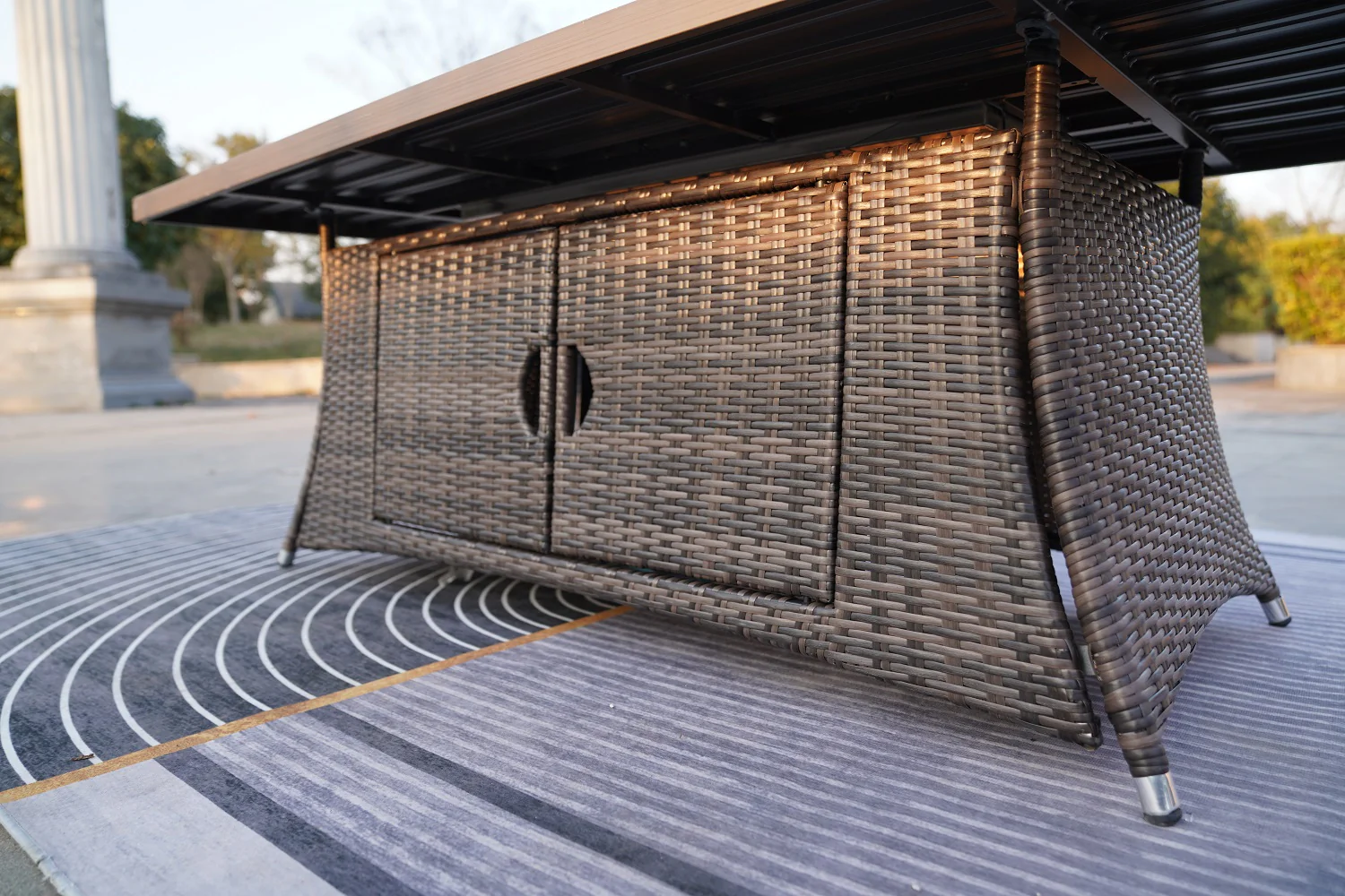 Brown Wicker Outdoor Patio Gas Fire Pit Table By Homeroots - Image 6