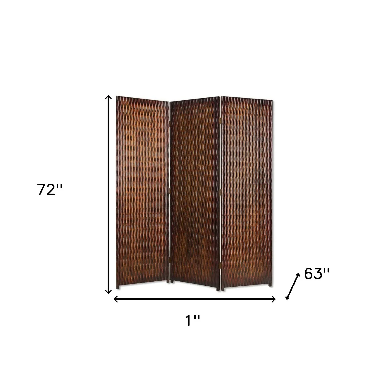 Brown Wood 3 Panel Screen By Homeroots - Image 2