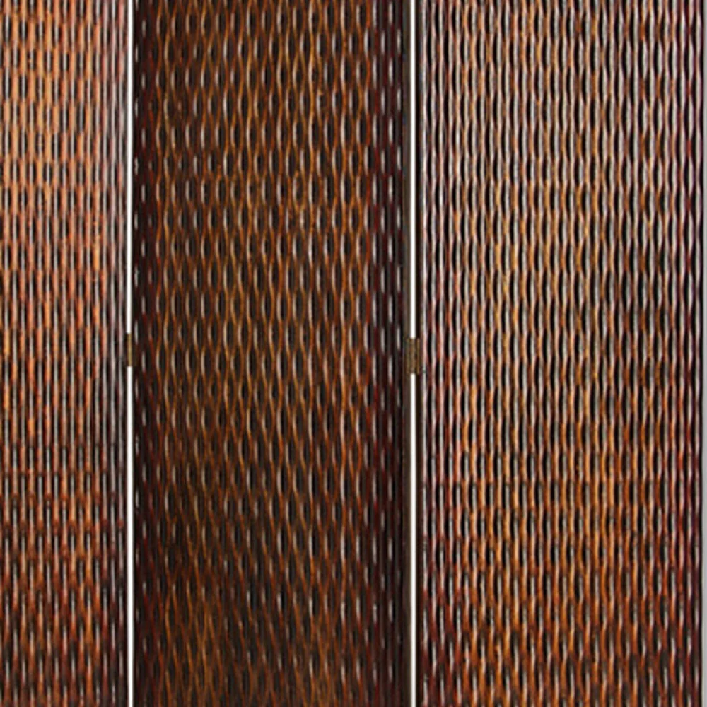 Brown Wood 3 Panel Screen By Homeroots - Image 3