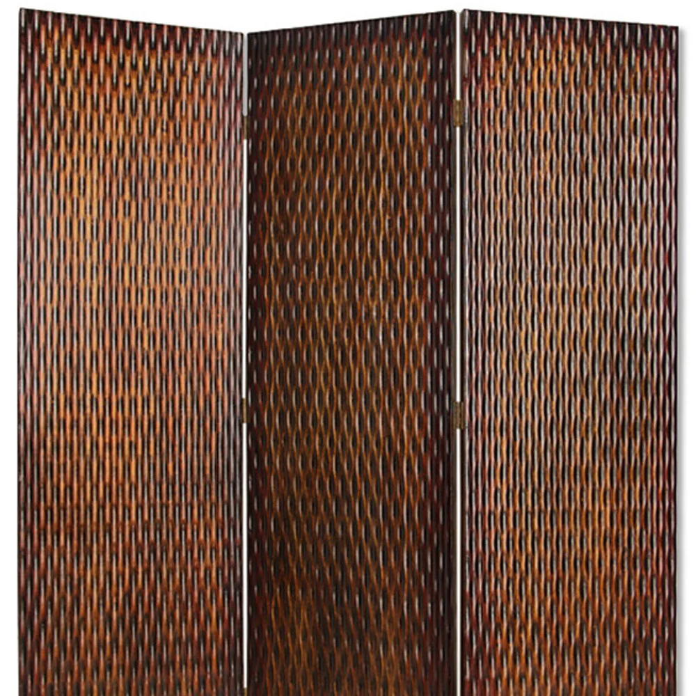 Brown Wood 3 Panel Screen By Homeroots - Image 4