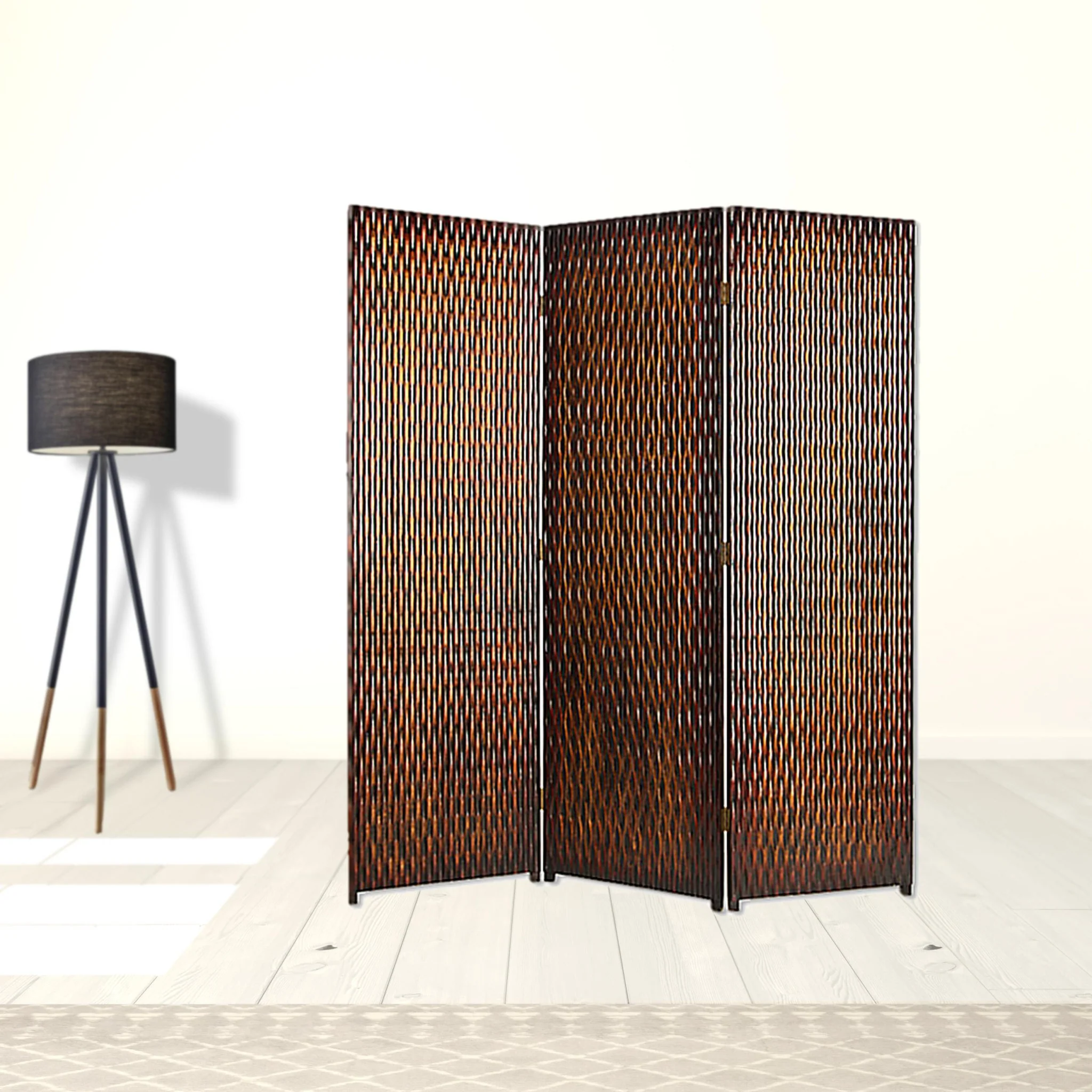 Brown Wood 3 Panel Screen By Homeroots - Image 6