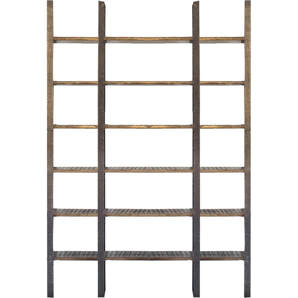 Brown Wood and Iron Six Shelf Standing Unit By Homeroots - Image 2