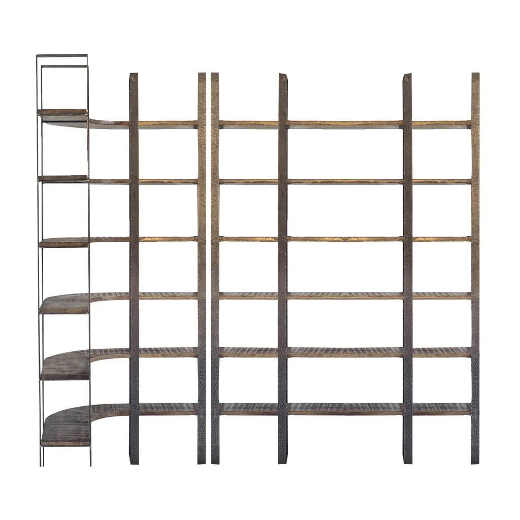Brown Wood and Iron Six Shelf Standing Unit By Homeroots - Image 3