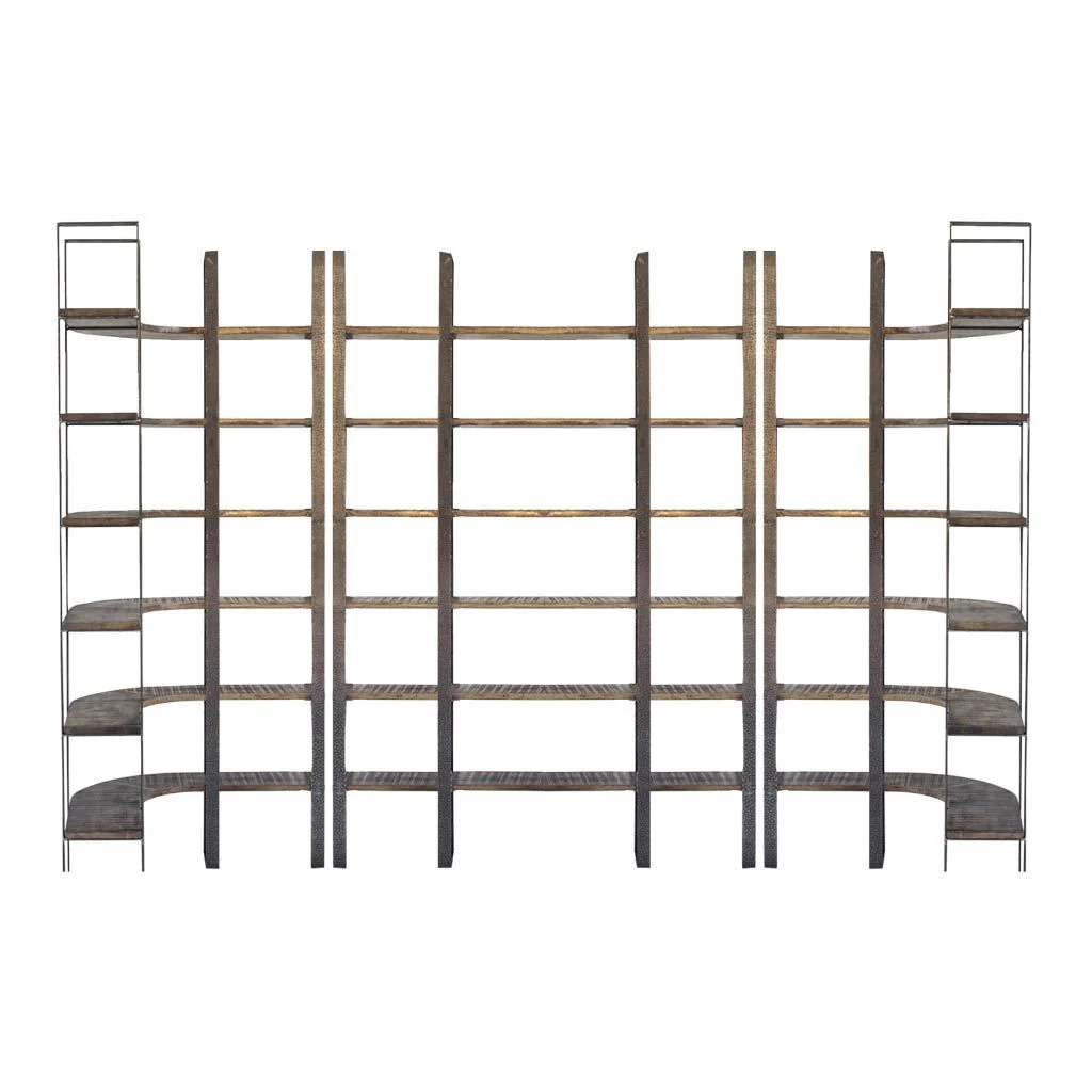 Brown Wood and Iron Six Shelf Standing Unit By Homeroots - Image 4