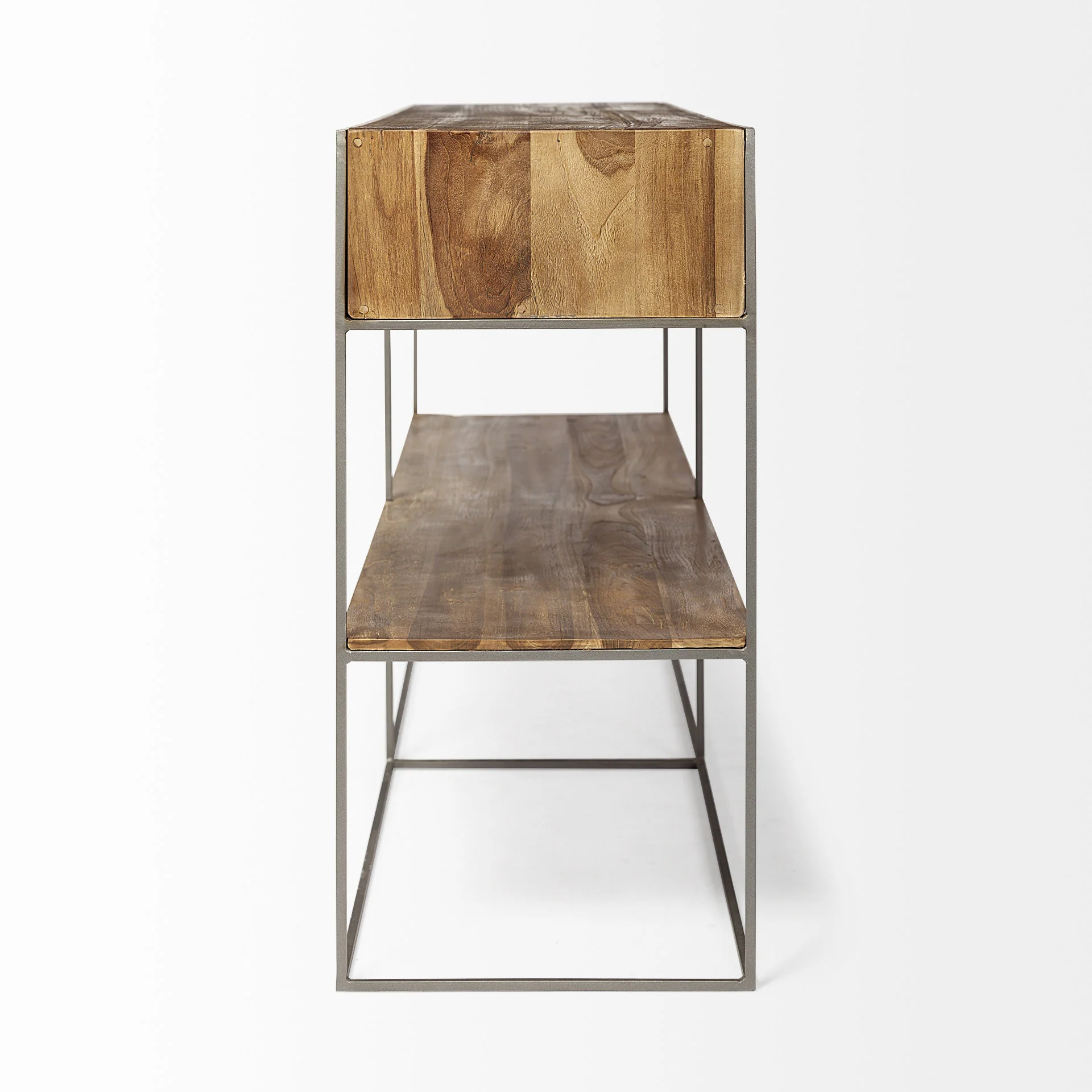 Brown Wood And Silver Metal Frame With 2 Drawer And Sideboard By Homeroots - Image 3
