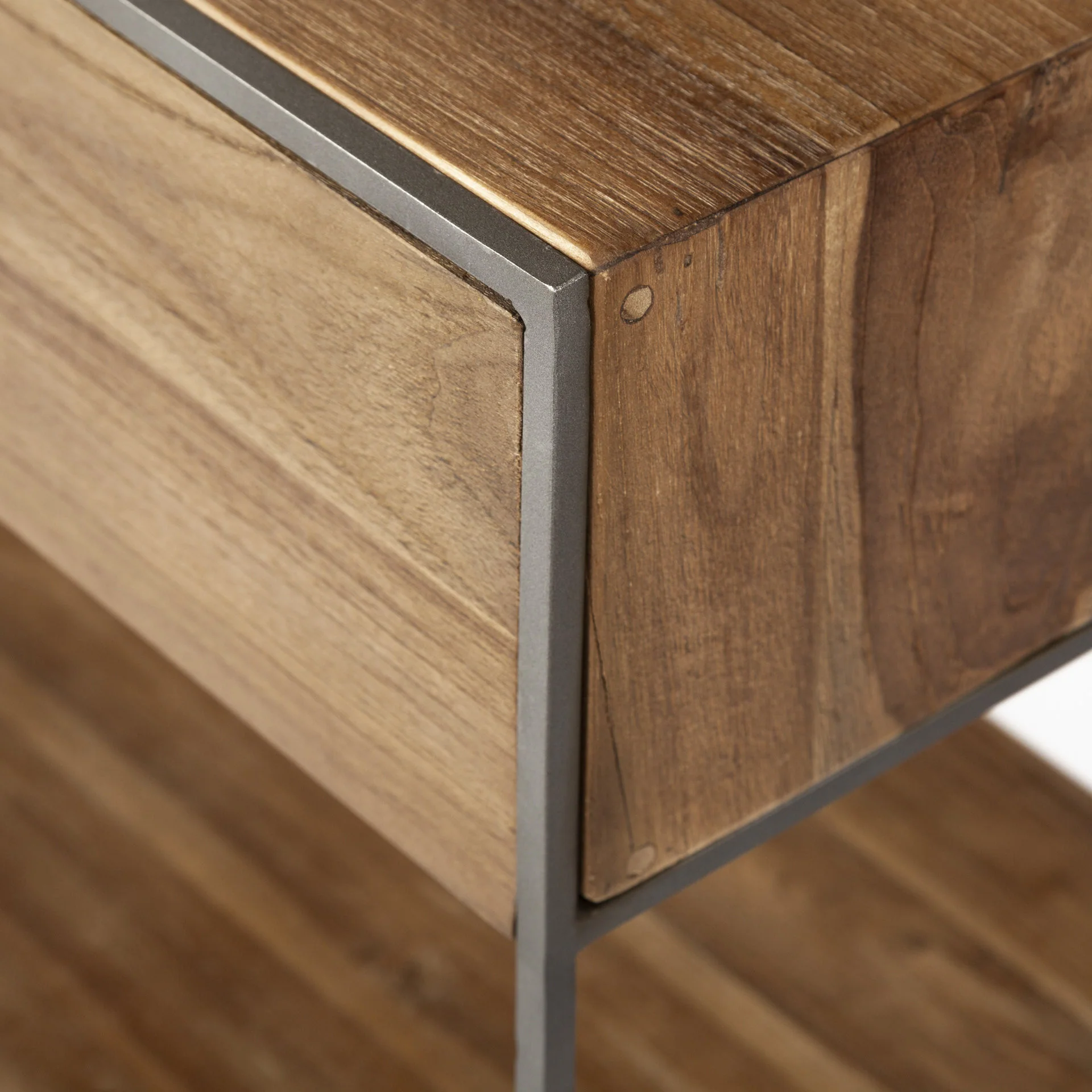 Brown Wood And Silver Metal Frame With 2 Drawer And Sideboard By Homeroots - Image 6