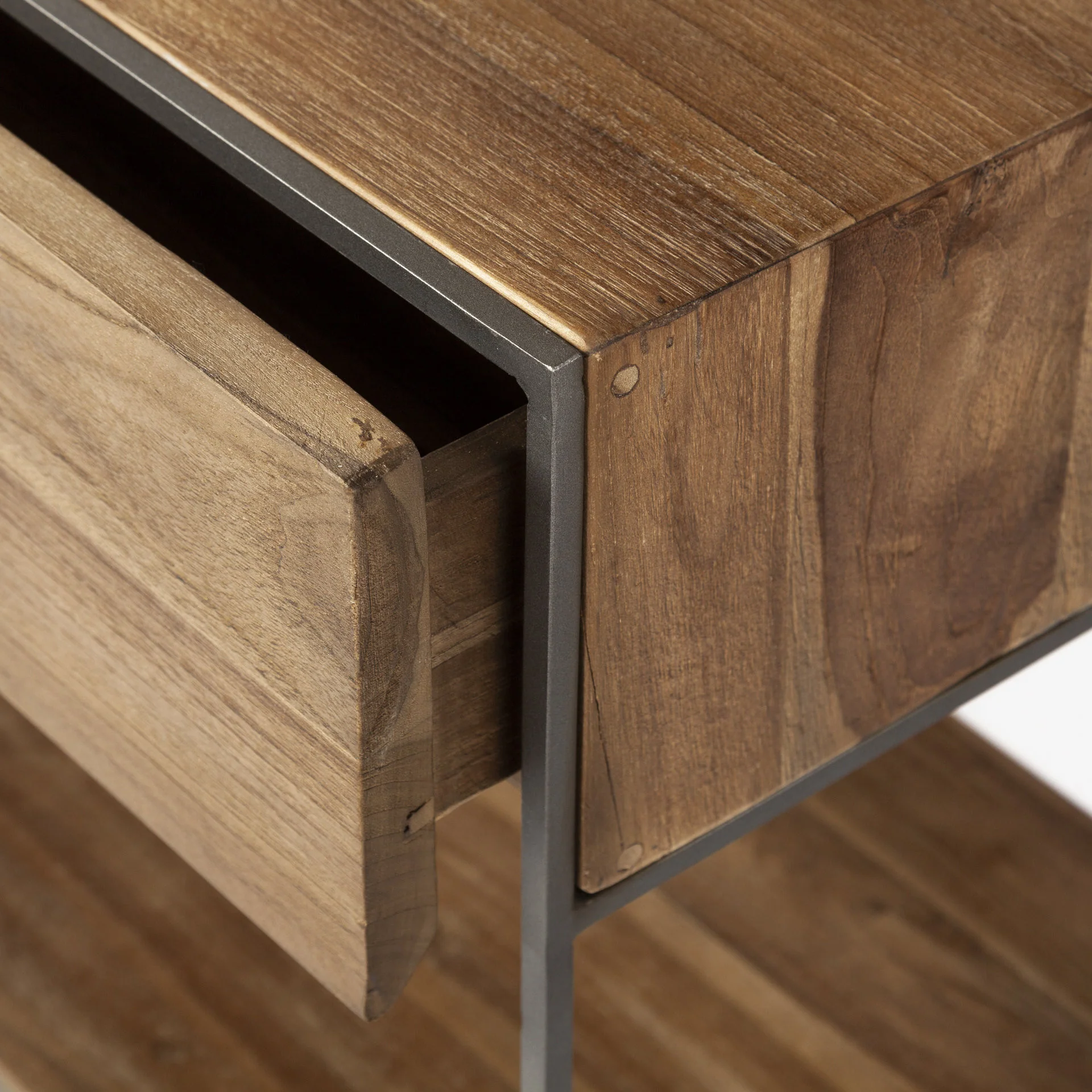 Brown Wood And Silver Metal Frame With 2 Drawer And Sideboard By Homeroots - Image 7